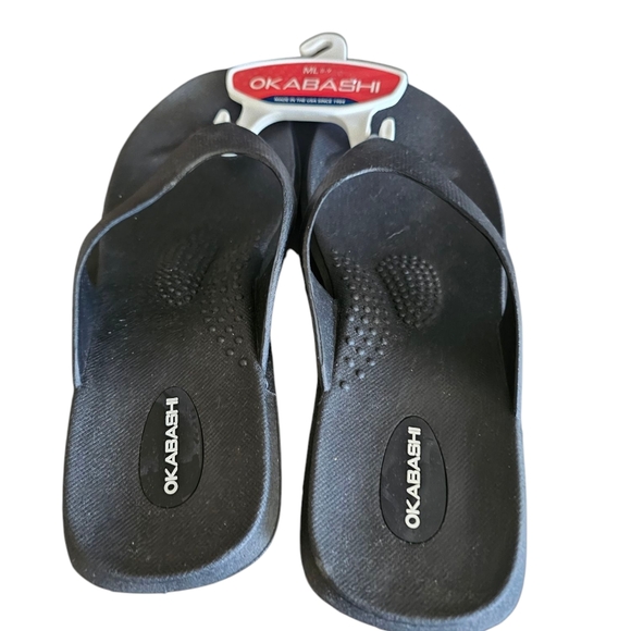 Women's Okabashi Splash Black 2" Wedge Flip Flops Thong Sandals - Size 8-9 - Picture 1 of 3